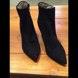 Black Leather Suede Ankle Boots